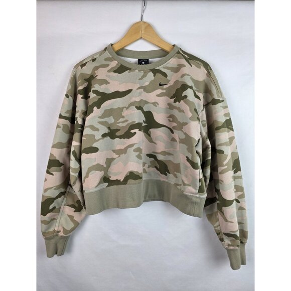 Nike Women's Sweatshirt Size XS Green Camouflage Dri-Fit Cropped Top Long Sleeve - Picture 11 of 11